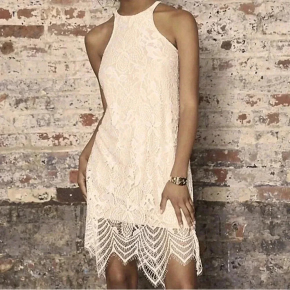 Express Dresses & Skirts - Express | Pink Floral Lace-Up Mock Neck Boho Vibes Dress Size L NWT